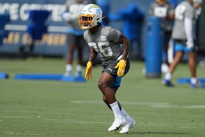 Jun 15, 2021; Costa Mesa, CA, USA; Los Angeles Chargers cornerback Asante Samuel (26) during minicamp at the Hoag Performance Center. Mandatory Credit: Kirby Lee-USA TODAY Sports